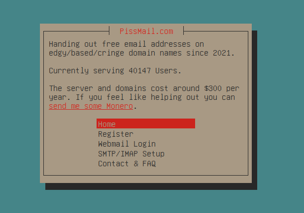 pissmail 免费1G电子邮箱支持SMTP、IMAP、网页登录