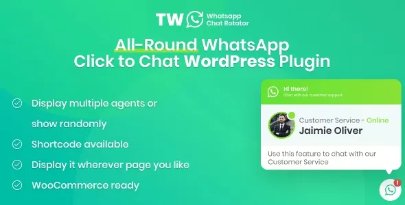 WhatsApp Chat for WordPress and WooCommerce v1.2.1 – WhatsApp聊天插件