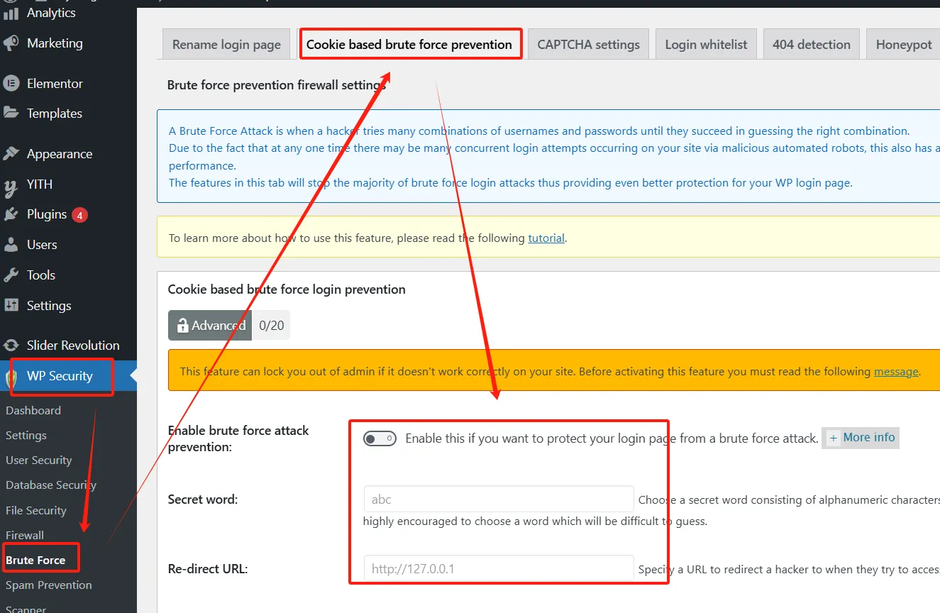 All in One Security插件使用后，无法进入后台管理页面，并重定向至127.0.0.1